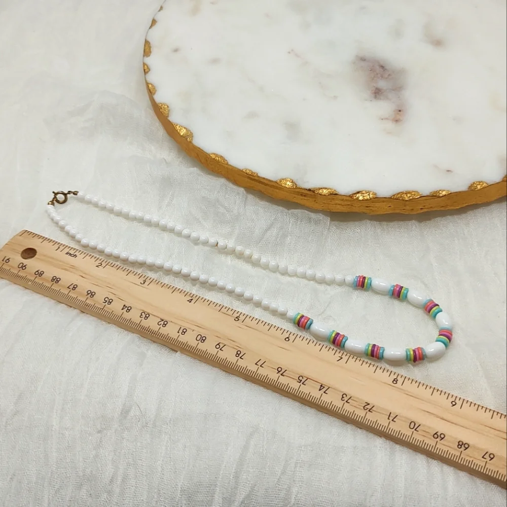Girls beaded white and pastel accent necklace